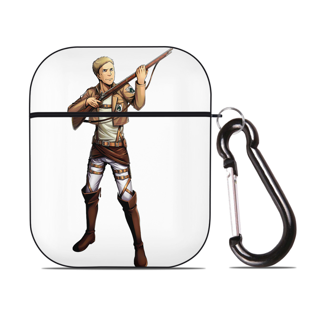 （画像用） 進撃の巨人 Attack on Titan AirPods 第2世代保護ケース ハードシェル ブラック 耐衝撃・防指紋・カラビナ付き