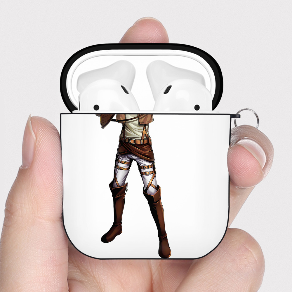 （画像用） 進撃の巨人 Attack on Titan AirPods 第2世代保護ケース ハードシェル ブラック 耐衝撃・防指紋・カラビナ付き