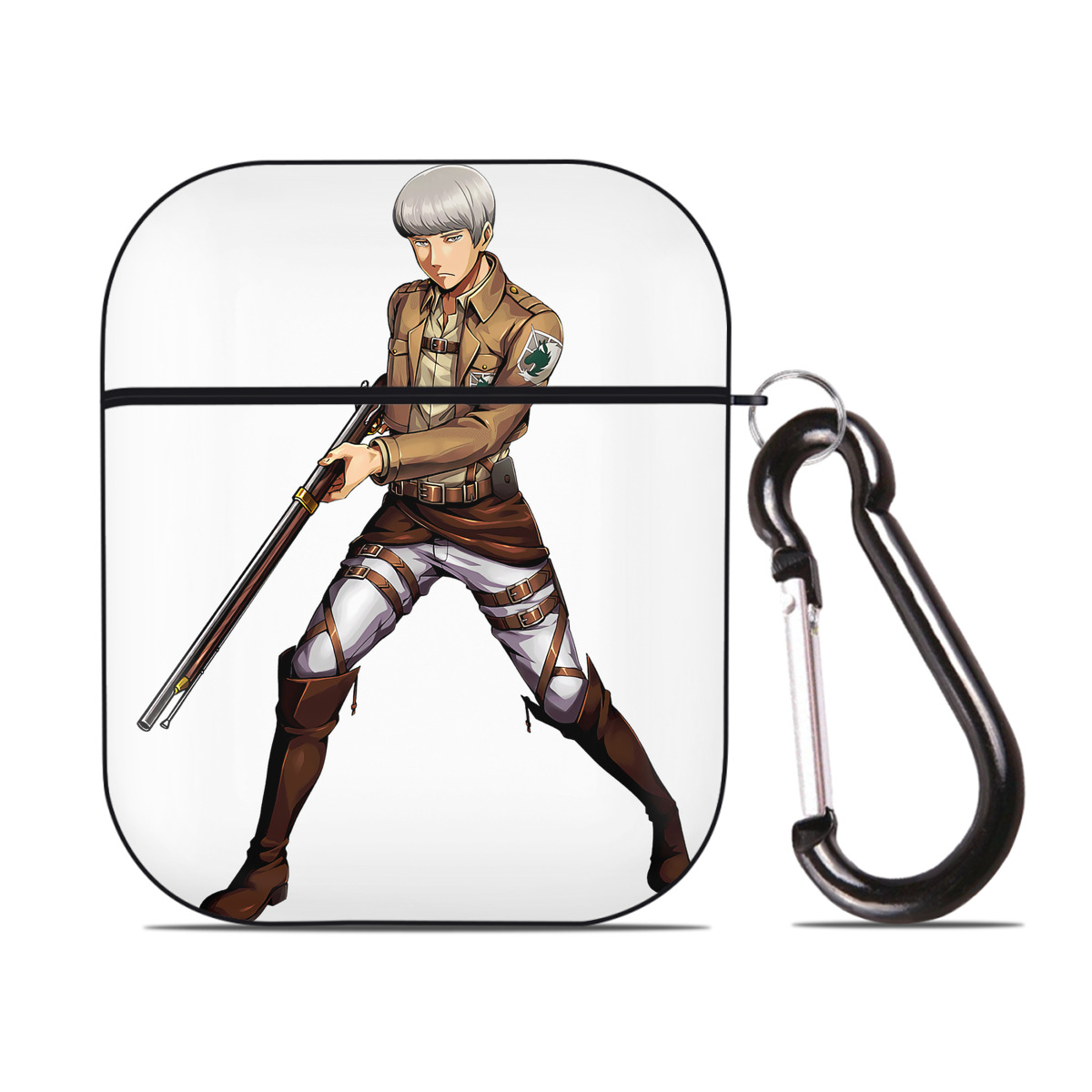 （画像用） 進撃の巨人 Attack on Titan AirPods 第2世代保護ケース ハードシェル ブラック 耐衝撃・防指紋・カラビナ付き