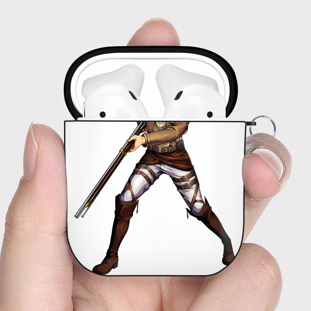（画像用） 進撃の巨人 Attack on Titan AirPods 第2世代保護ケース ハードシェル ブラック 耐衝撃・防指紋・カラビナ付き