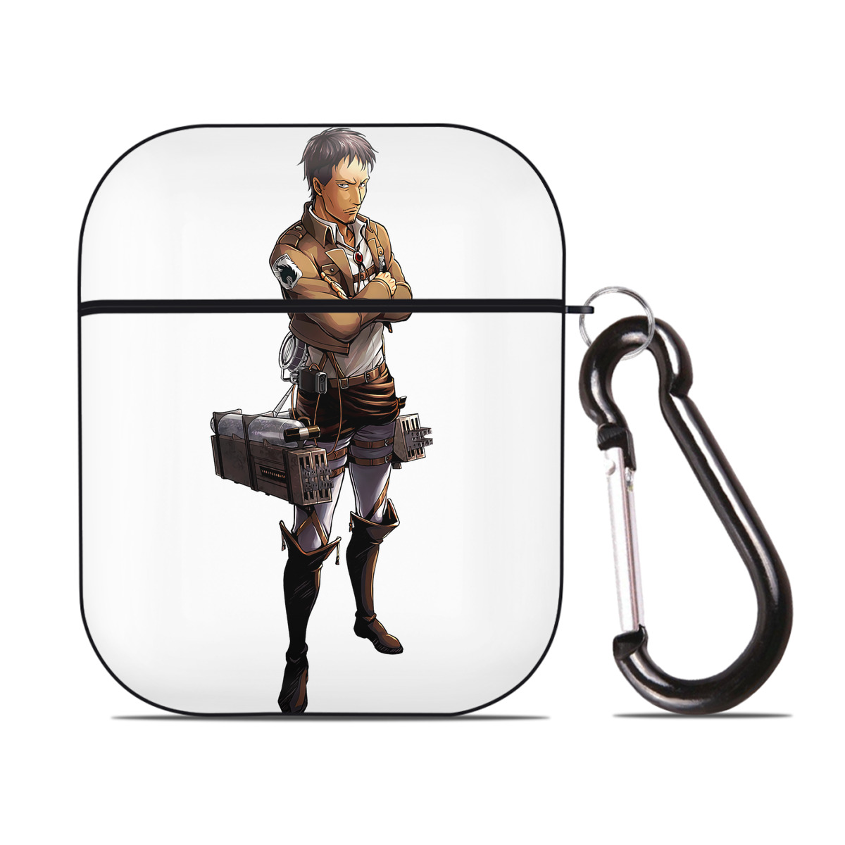 （画像用） 進撃の巨人 Attack on Titan AirPods 第2世代保護ケース ハードシェル ブラック 耐衝撃・防指紋・カラビナ付き