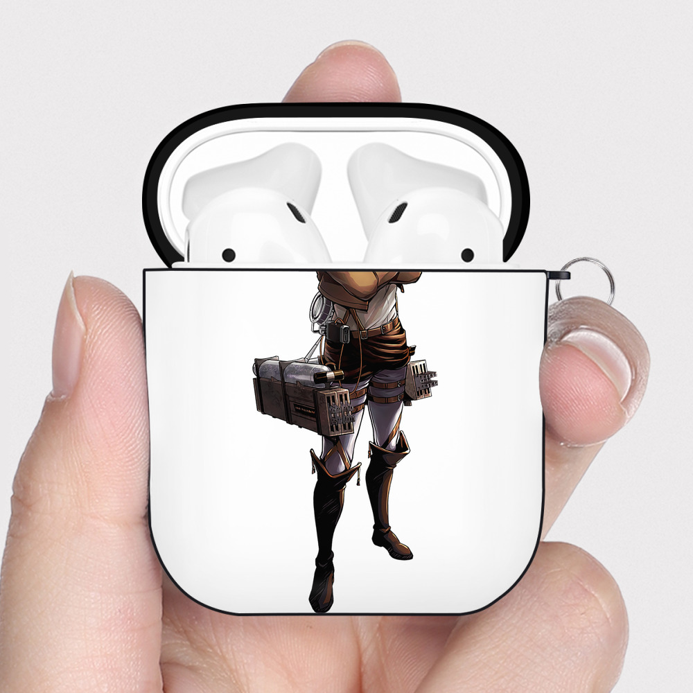 （画像用） 進撃の巨人 Attack on Titan AirPods 第2世代保護ケース ハードシェル ブラック 耐衝撃・防指紋・カラビナ付き