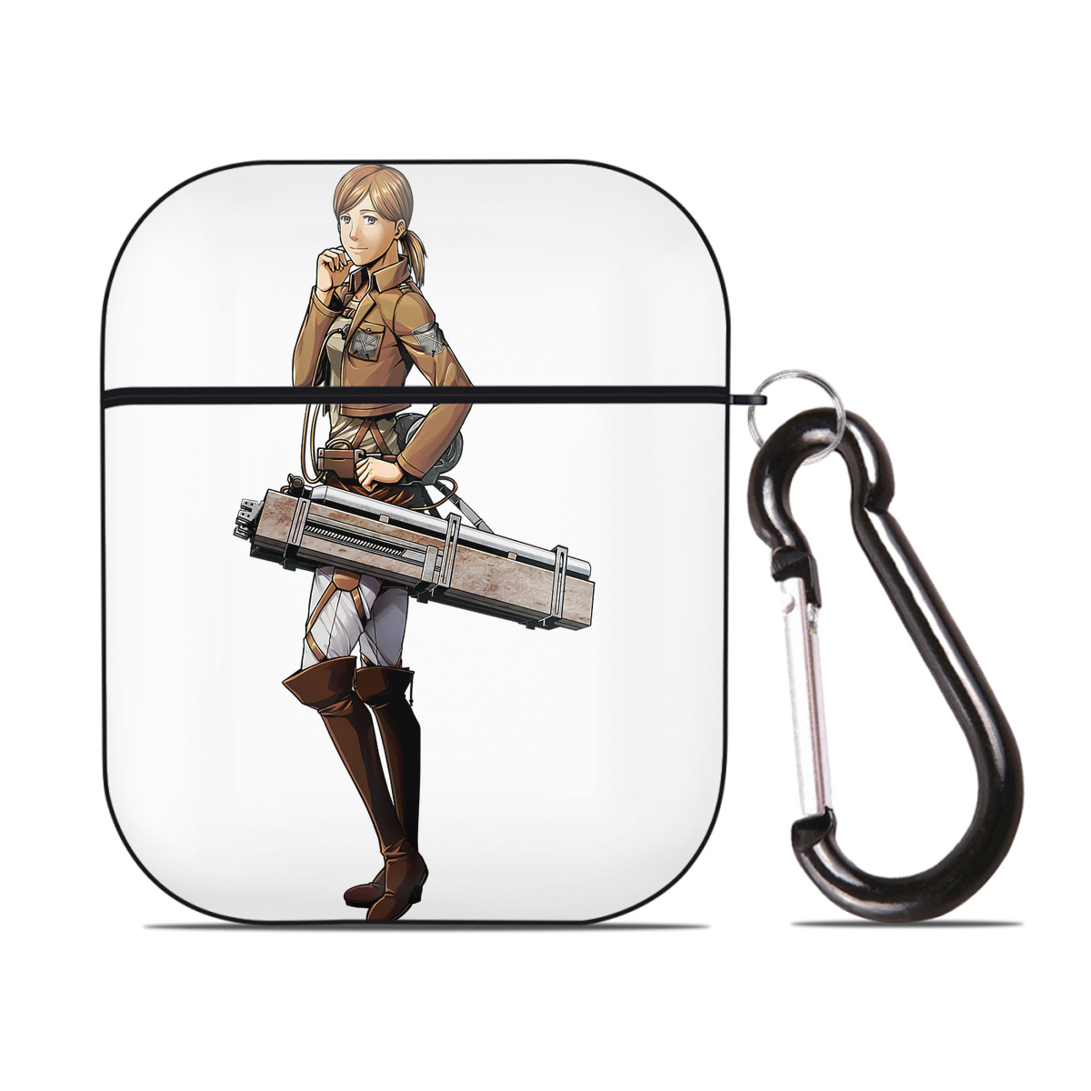 （画像用） 進撃の巨人 Attack on Titan AirPods 第2世代保護ケース ハードシェル ブラック 耐衝撃・防指紋・カラビナ付き