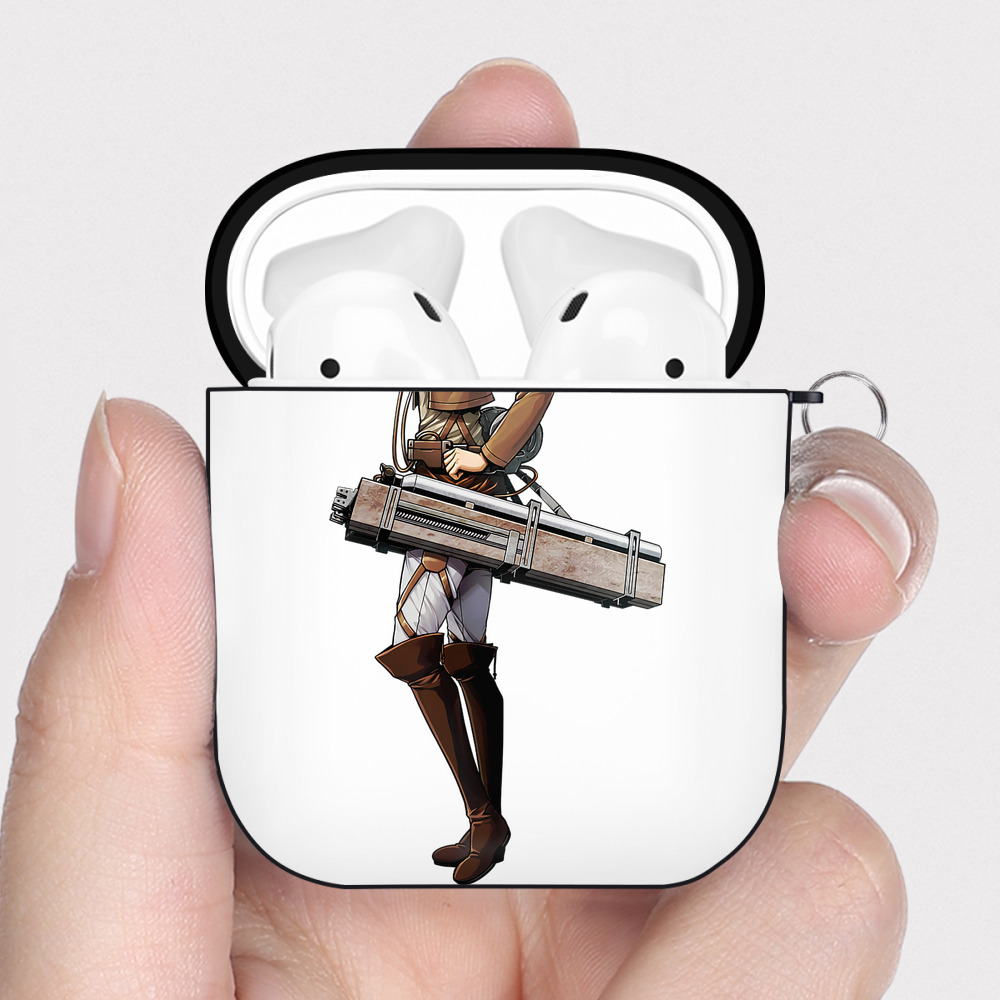 （画像用） 進撃の巨人 Attack on Titan AirPods 第2世代保護ケース ハードシェル ブラック 耐衝撃・防指紋・カラビナ付き