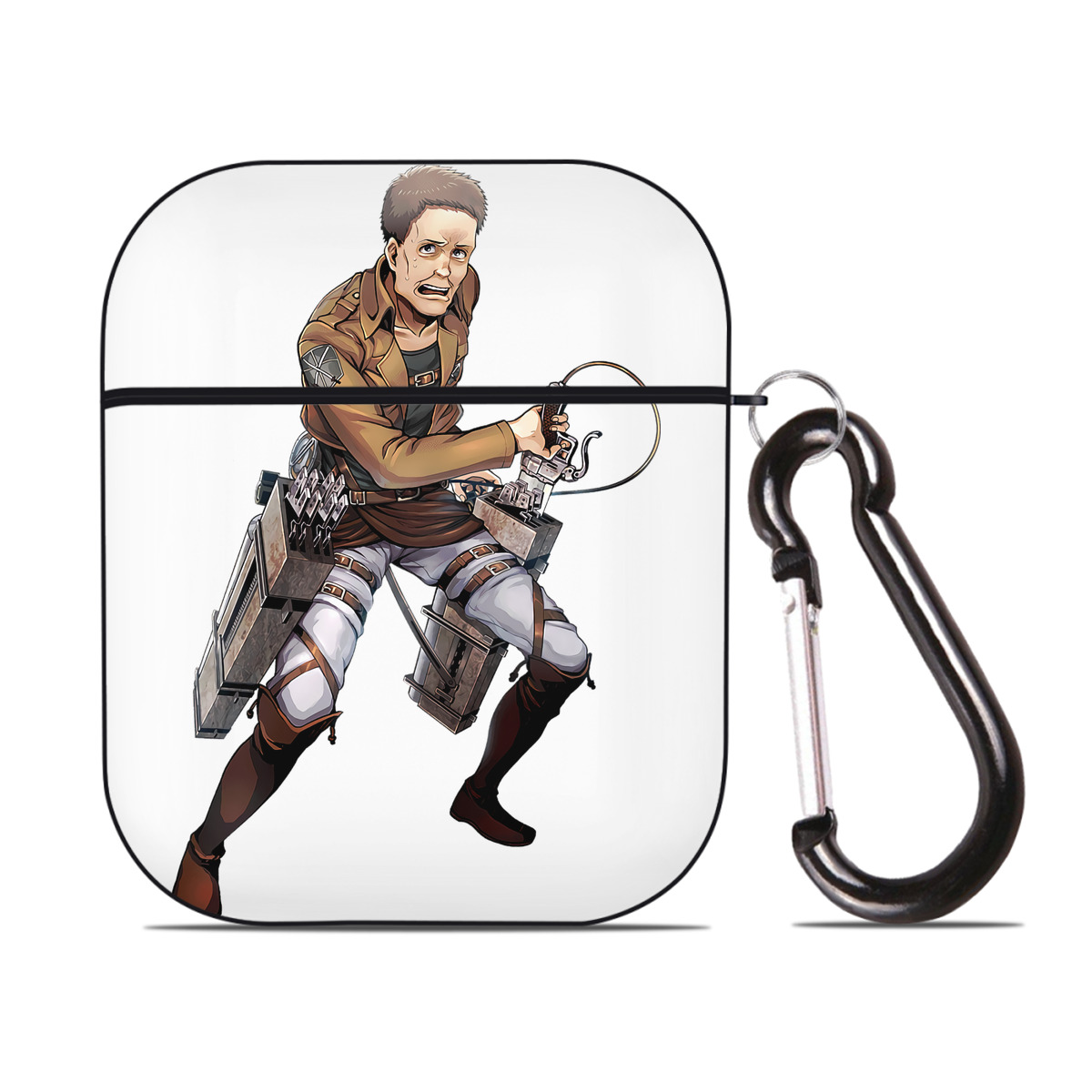 （画像用） 進撃の巨人 Attack on Titan AirPods 第2世代保護ケース ハードシェル ブラック 耐衝撃・防指紋・カラビナ付き