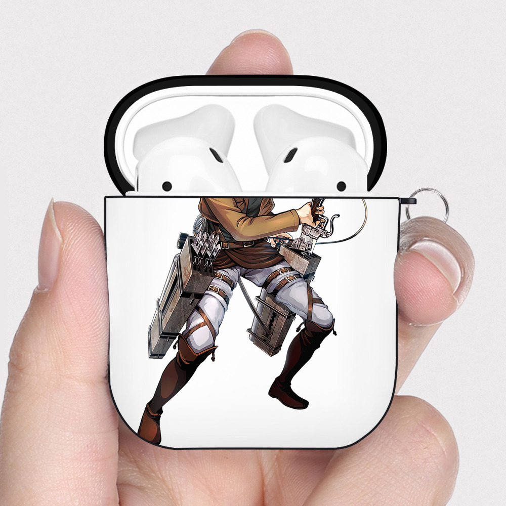 （画像用） 進撃の巨人 Attack on Titan AirPods 第2世代保護ケース ハードシェル ブラック 耐衝撃・防指紋・カラビナ付き