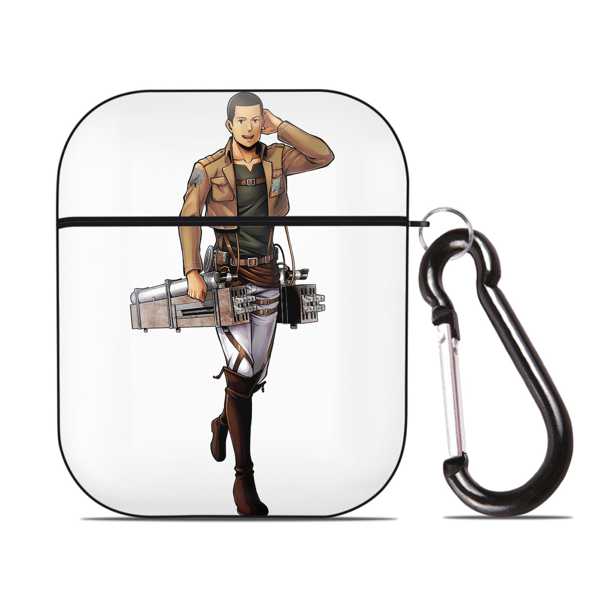 （画像用） 進撃の巨人 Attack on Titan AirPods 第2世代保護ケース ハードシェル ブラック 耐衝撃・防指紋・カラビナ付き