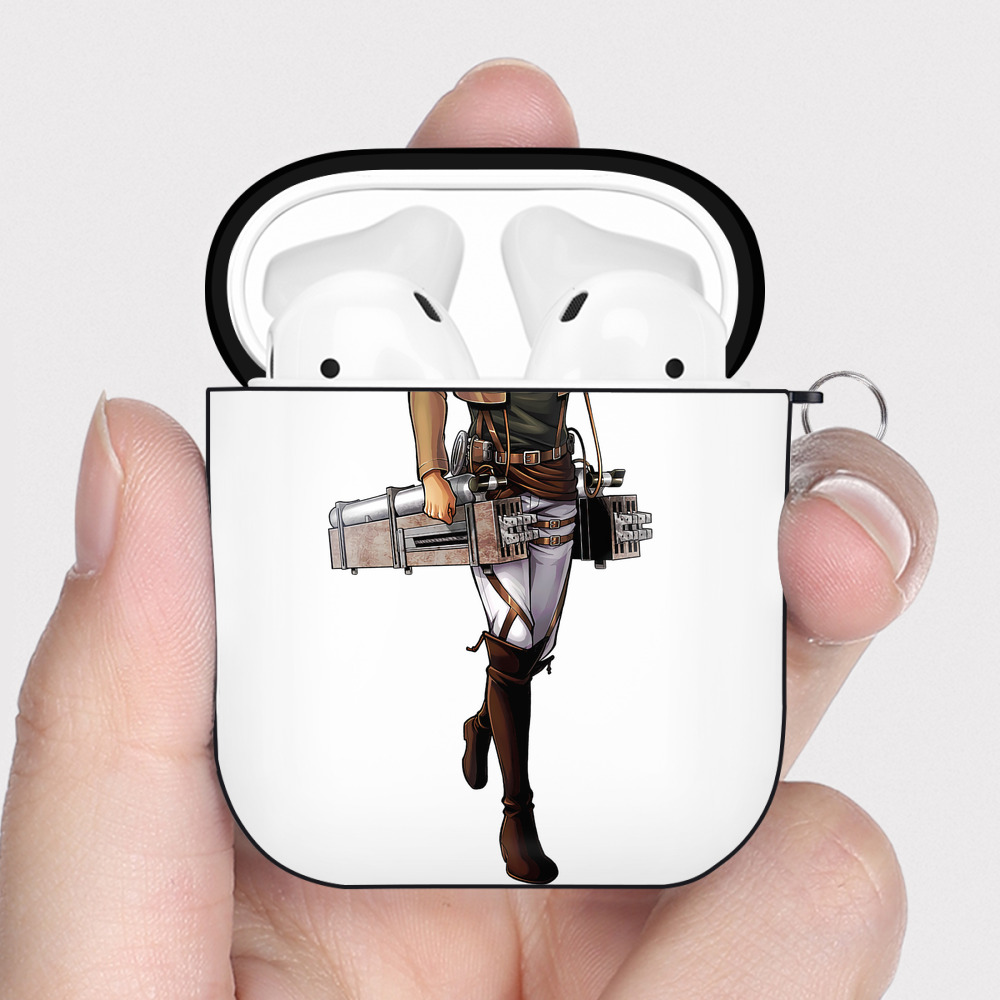 （画像用） 進撃の巨人 Attack on Titan AirPods 第2世代保護ケース ハードシェル ブラック 耐衝撃・防指紋・カラビナ付き