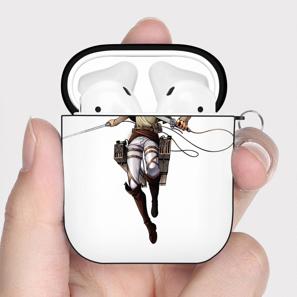 （画像用） 進撃の巨人 Attack on Titan AirPods 第2世代保護ケース ハードシェル ブラック 耐衝撃・防指紋・カラビナ付き