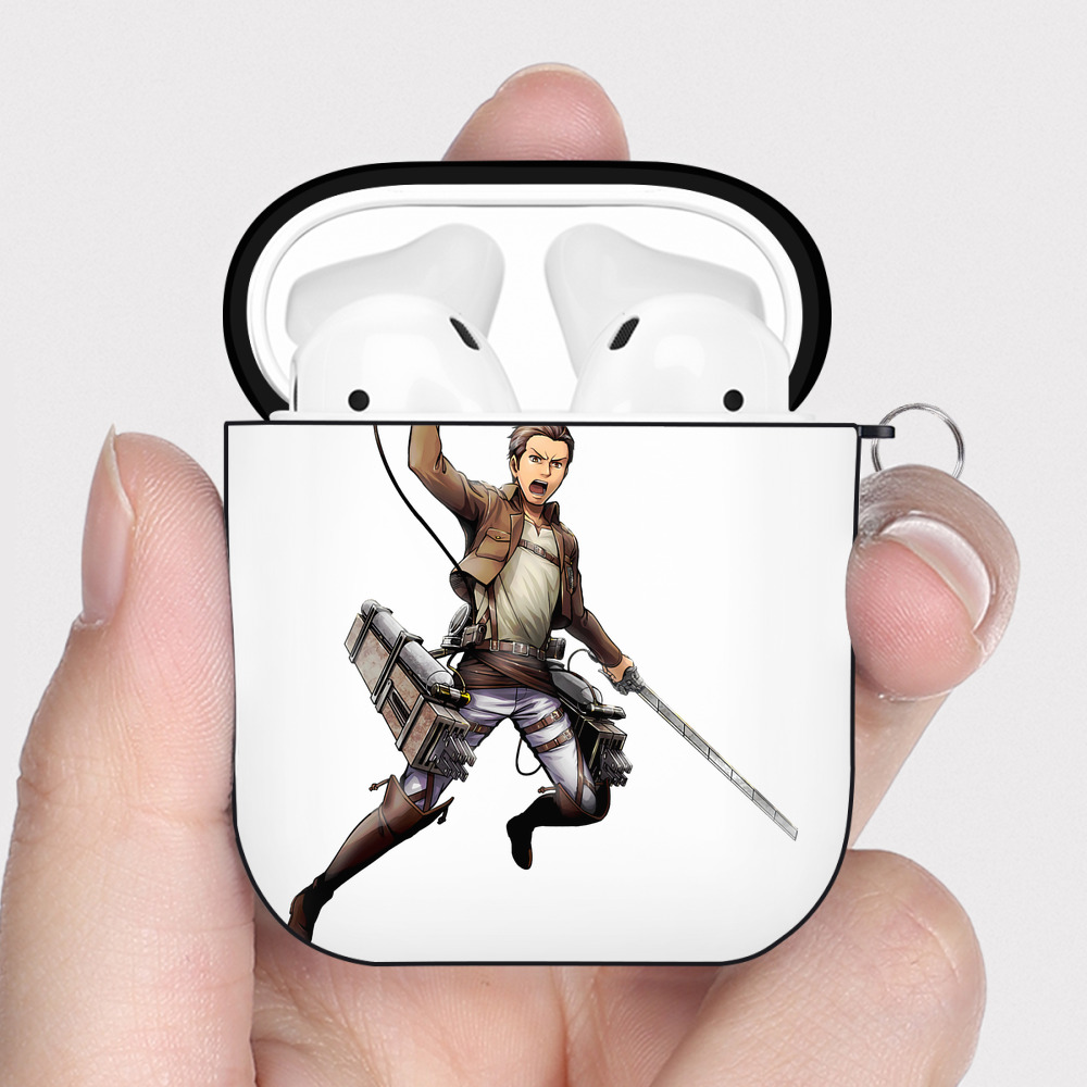 （画像用） 進撃の巨人 Attack on Titan AirPods 第2世代保護ケース ハードシェル ブラック 耐衝撃・防指紋・カラビナ付き