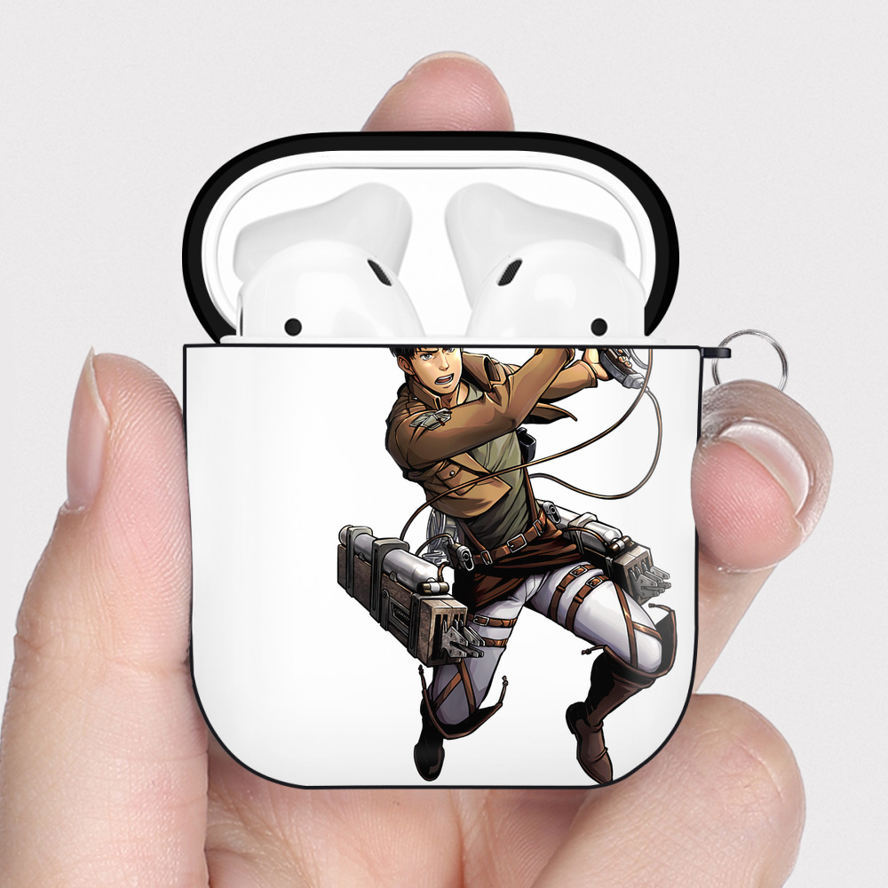 （画像用） 進撃の巨人 Attack on Titan AirPods 第2世代保護ケース ハードシェル ブラック 耐衝撃・防指紋・カラビナ付き