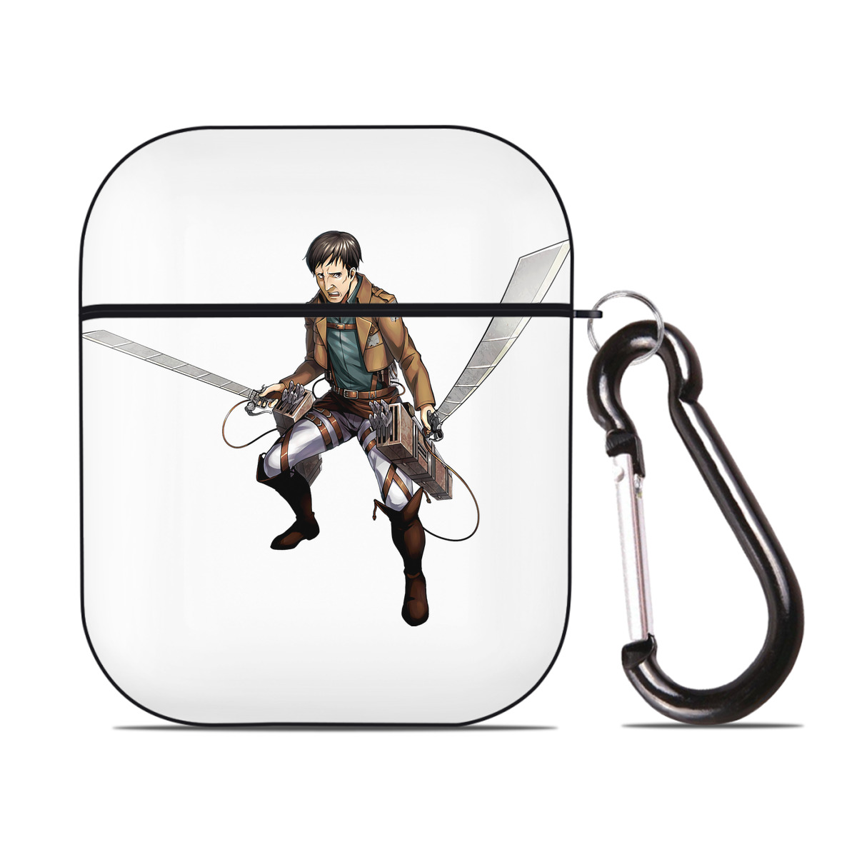 （画像用） 進撃の巨人 Attack on Titan AirPods 第2世代保護ケース ハードシェル ブラック 耐衝撃・防指紋・カラビナ付き