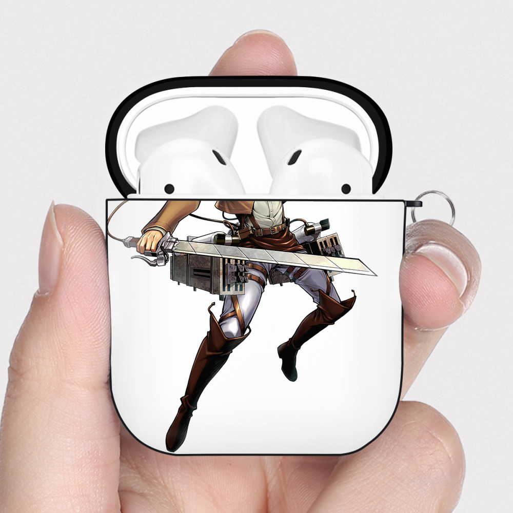 （画像用） 進撃の巨人 Attack on Titan AirPods 第2世代保護ケース ハードシェル ブラック 耐衝撃・防指紋・カラビナ付き