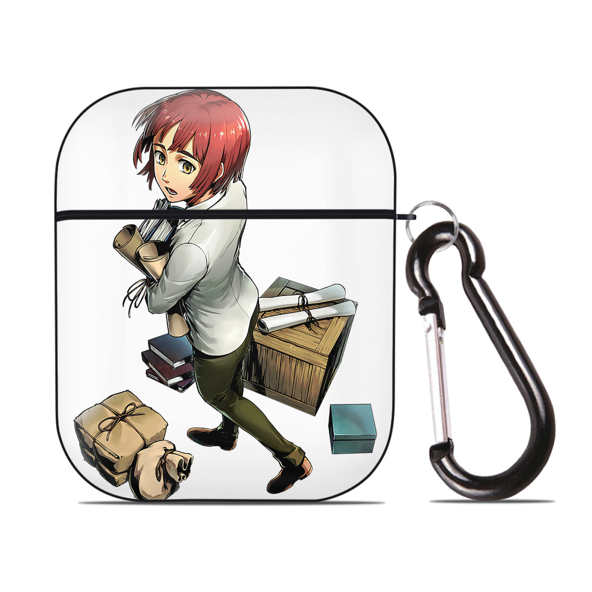 （画像用） 進撃の巨人 Attack on Titan AirPods 第2世代保護ケース ハードシェル ブラック 耐衝撃・防指紋・カラビナ付き