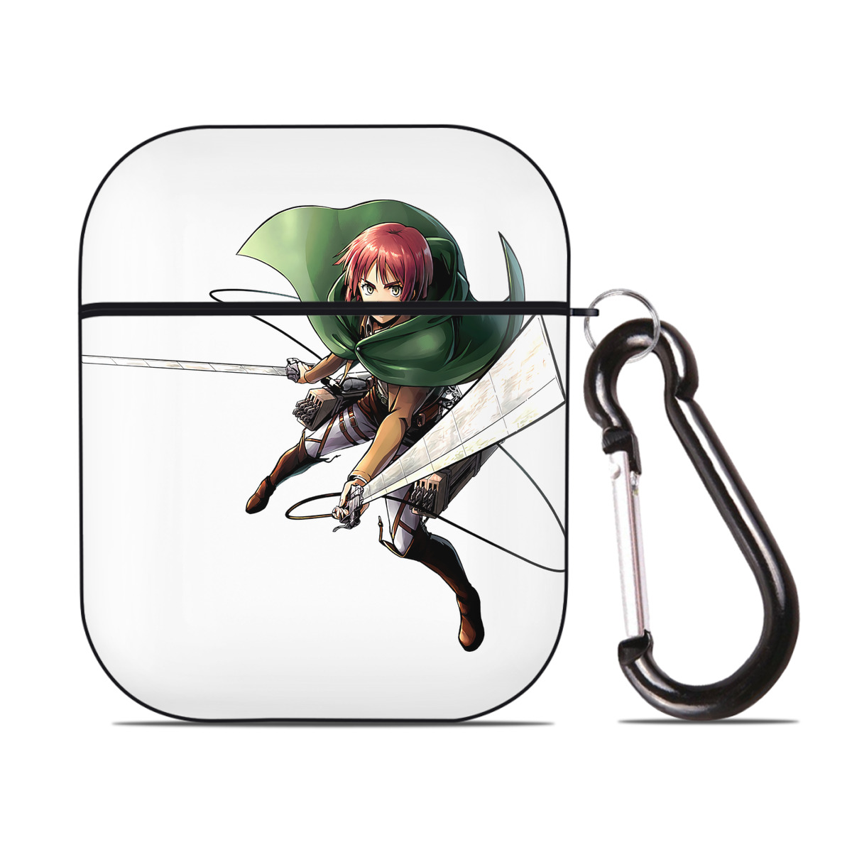 （画像用） 進撃の巨人 Attack on Titan AirPods 第2世代保護ケース ハードシェル ブラック 耐衝撃・防指紋・カラビナ付き