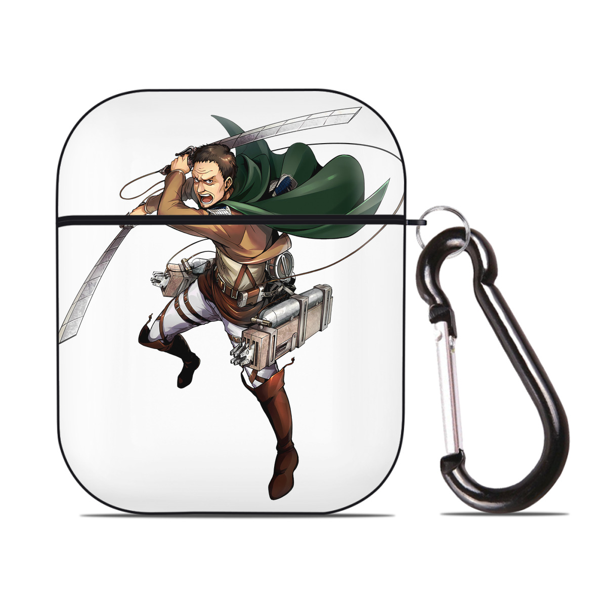 （画像用） 進撃の巨人 Attack on Titan AirPods 第2世代保護ケース ハードシェル ブラック 耐衝撃・防指紋・カラビナ付き