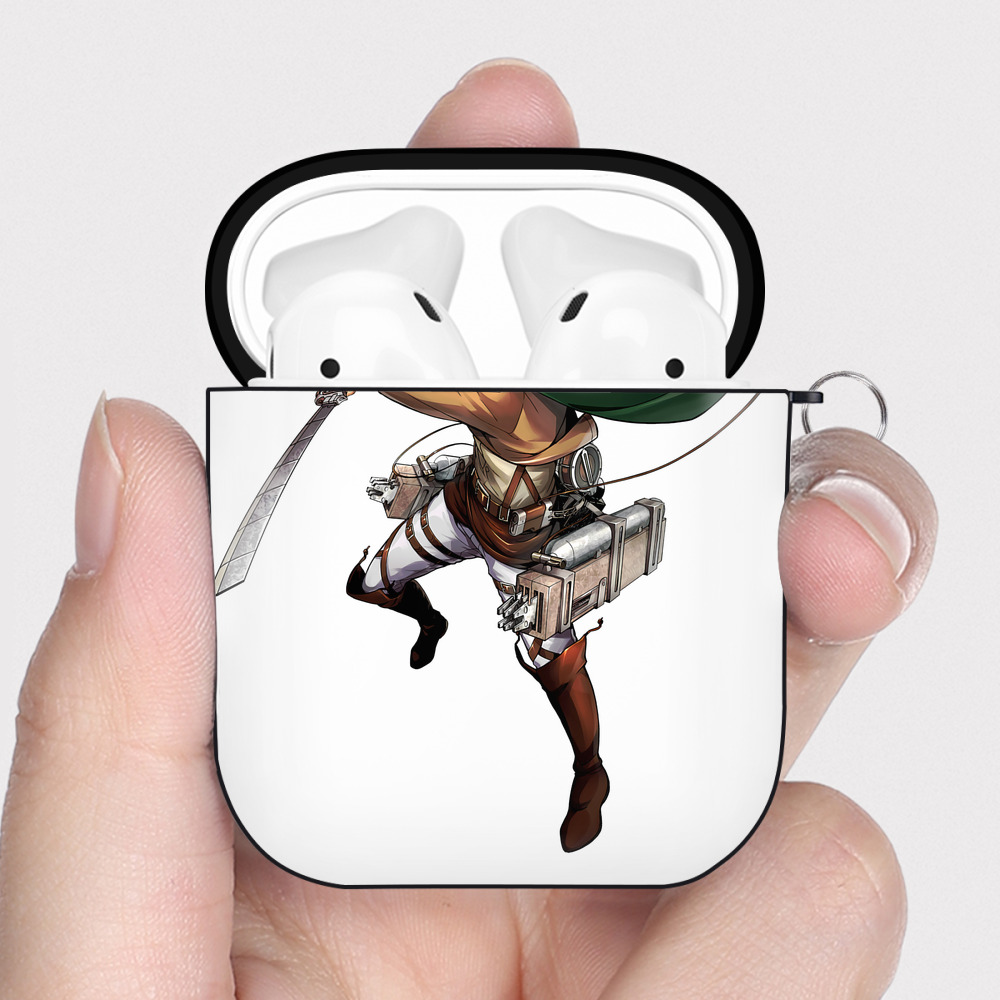 （画像用） 進撃の巨人 Attack on Titan AirPods 第2世代保護ケース ハードシェル ブラック 耐衝撃・防指紋・カラビナ付き