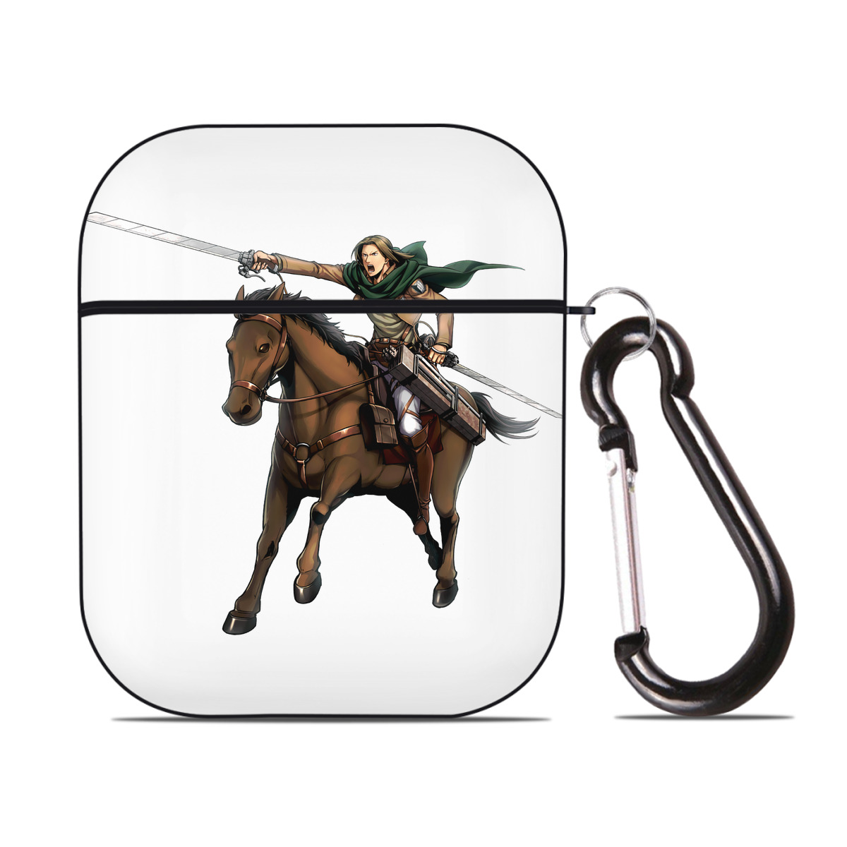 （画像用） 進撃の巨人 Attack on Titan AirPods 第2世代保護ケース ハードシェル ブラック 耐衝撃・防指紋・カラビナ付き