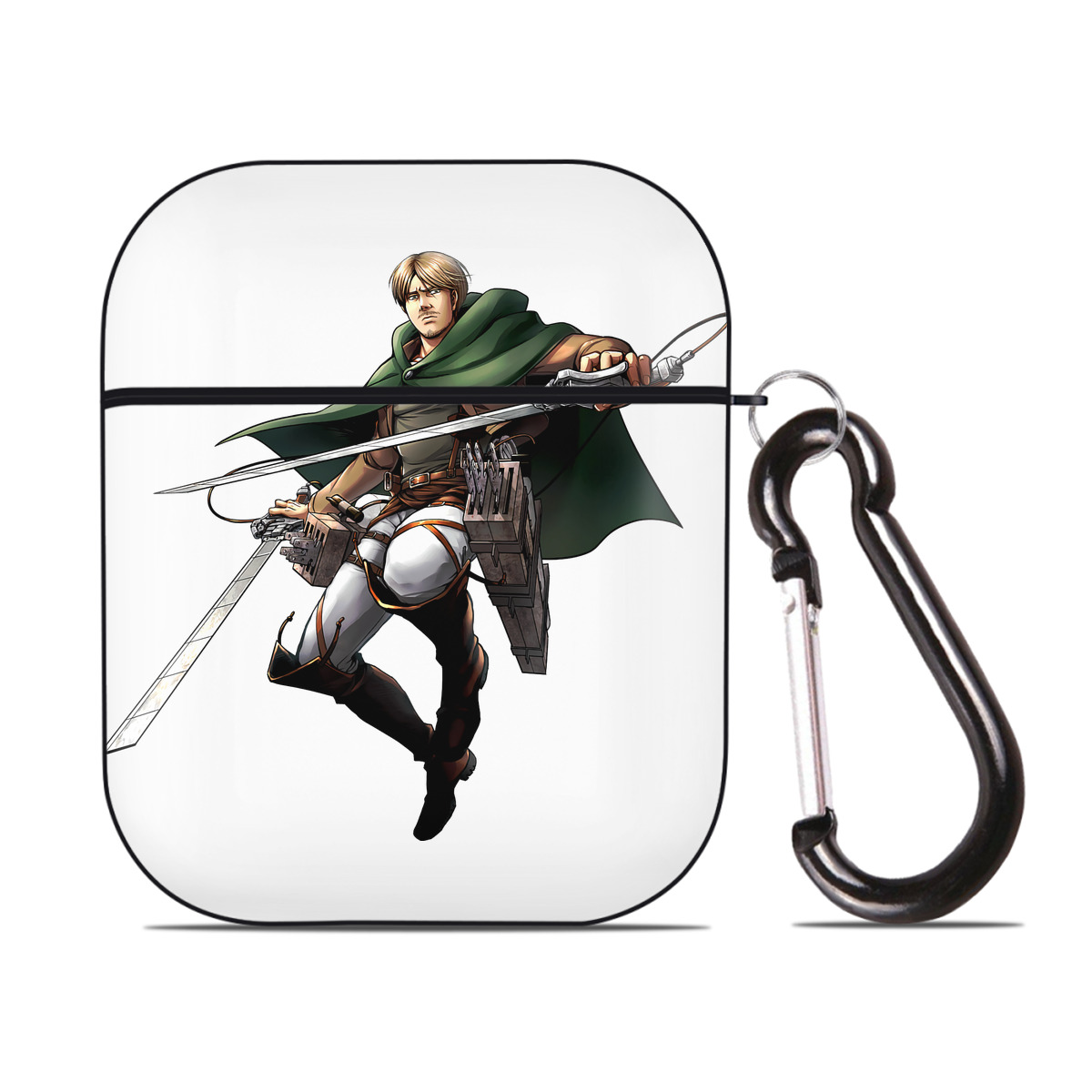 （画像用） 進撃の巨人 Attack on Titan AirPods 第2世代保護ケース ハードシェル ブラック 耐衝撃・防指紋・カラビナ付き