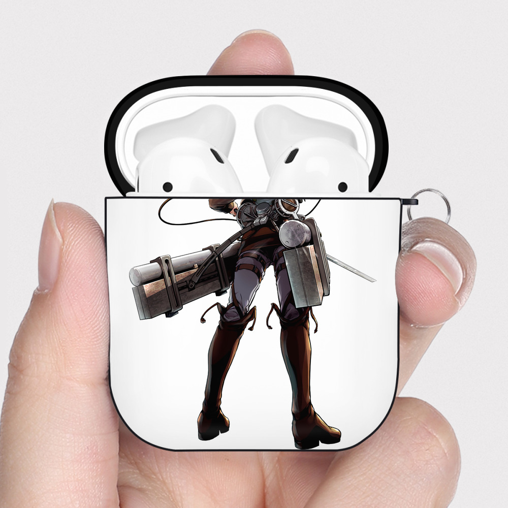 （画像用） 進撃の巨人 Attack on Titan AirPods 第2世代保護ケース ハードシェル ブラック 耐衝撃・防指紋・カラビナ付き