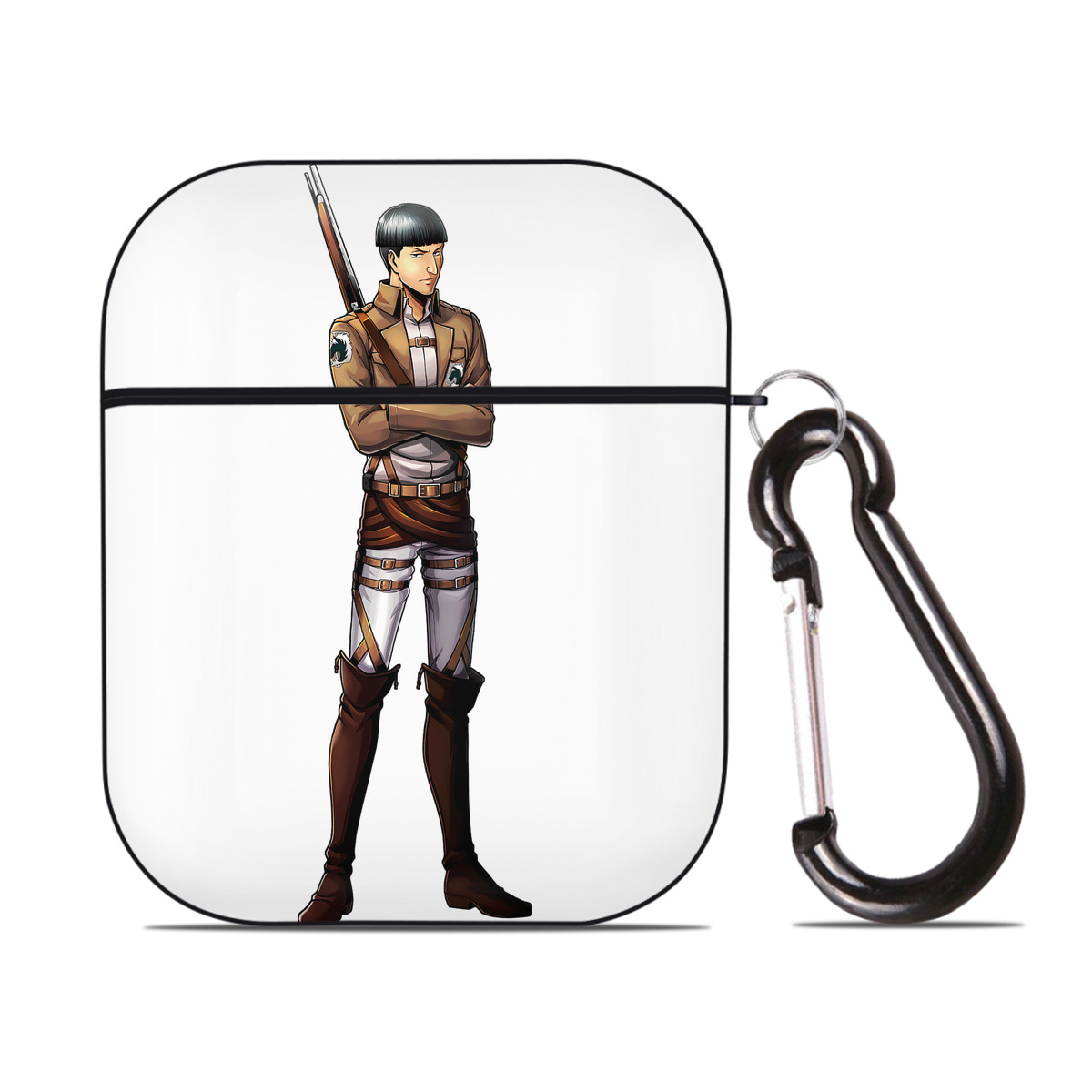（画像用） 進撃の巨人 Attack on Titan AirPods 第2世代保護ケース ハードシェル ブラック 耐衝撃・防指紋・カラビナ付き