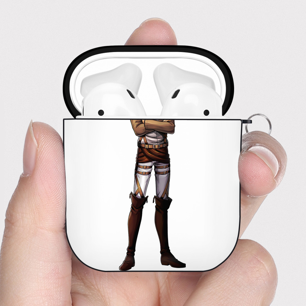 （画像用） 進撃の巨人 Attack on Titan AirPods 第2世代保護ケース ハードシェル ブラック 耐衝撃・防指紋・カラビナ付き