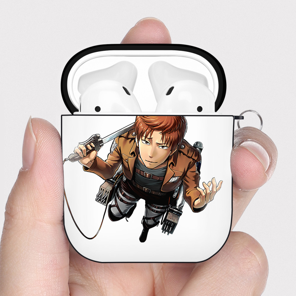 （画像用） 進撃の巨人 Attack on Titan AirPods 第2世代保護ケース ハードシェル ブラック 耐衝撃・防指紋・カラビナ付き