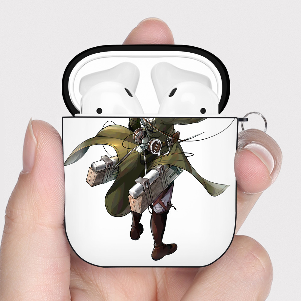 （画像用） 進撃の巨人 Attack on Titan AirPods 第2世代保護ケース ハードシェル ブラック 耐衝撃・防指紋・カラビナ付き
