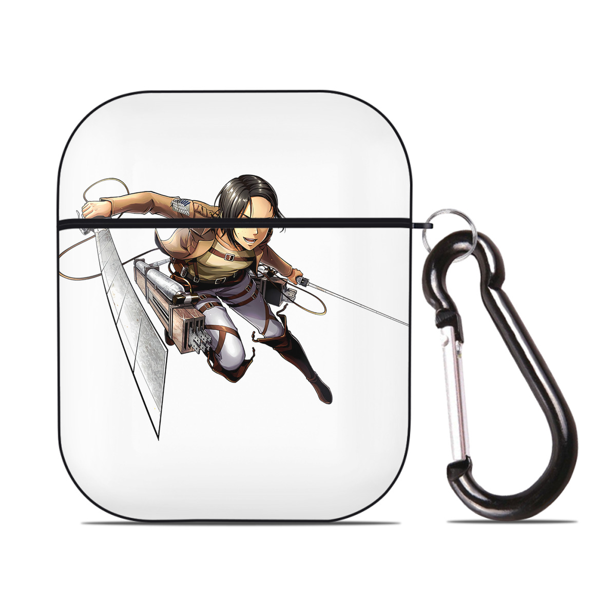 （画像用） 進撃の巨人 Attack on Titan AirPods 第2世代保護ケース ハードシェル ブラック 耐衝撃・防指紋・カラビナ付き