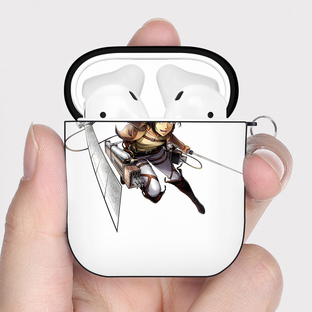 （画像用） 進撃の巨人 Attack on Titan AirPods 第2世代保護ケース ハードシェル ブラック 耐衝撃・防指紋・カラビナ付き