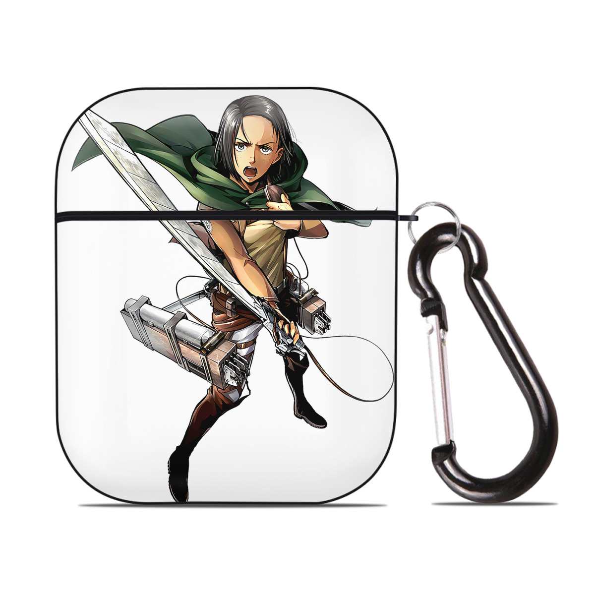 （画像用） 進撃の巨人 Attack on Titan AirPods 第2世代保護ケース ハードシェル ブラック 耐衝撃・防指紋・カラビナ付き