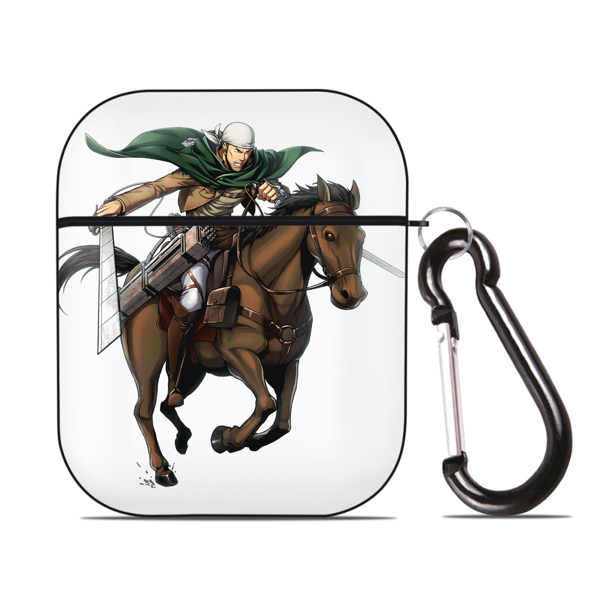（画像用） 進撃の巨人 Attack on Titan AirPods 第2世代保護ケース ハードシェル ブラック 耐衝撃・防指紋・カラビナ付き