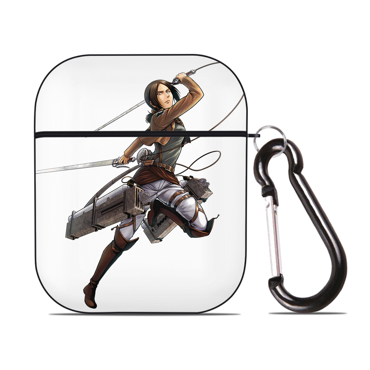 （画像用） 進撃の巨人 Attack on Titan AirPods 第2世代保護ケース ハードシェル ブラック 耐衝撃・防指紋・カラビナ付き