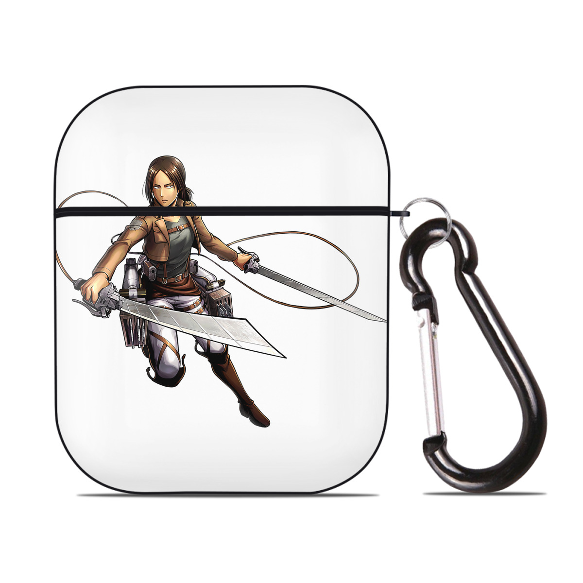 （画像用） 進撃の巨人 Attack on Titan AirPods 第2世代保護ケース ハードシェル ブラック 耐衝撃・防指紋・カラビナ付き