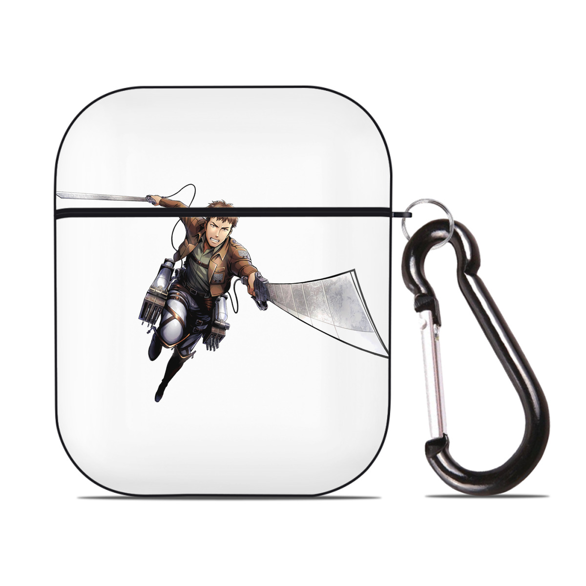（画像用） 進撃の巨人 Attack on Titan AirPods 第2世代保護ケース ハードシェル ブラック 耐衝撃・防指紋・カラビナ付き