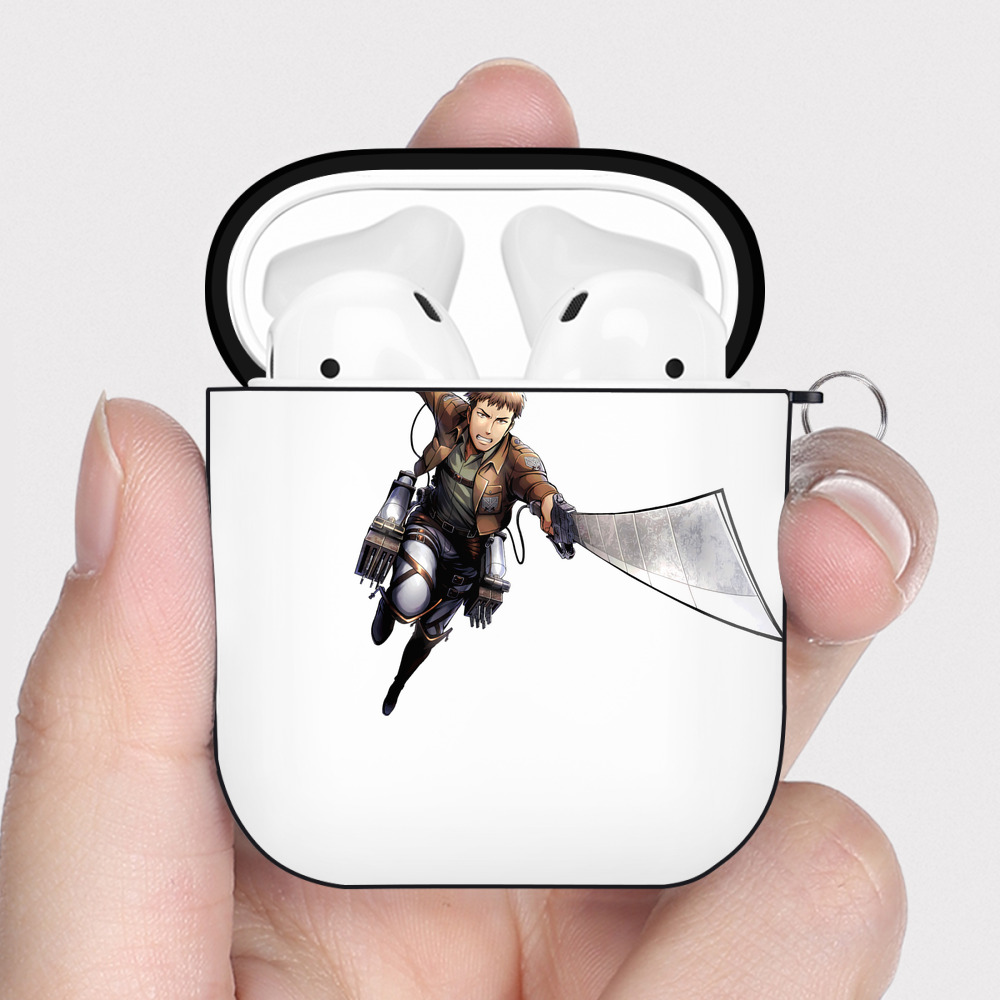 （画像用） 進撃の巨人 Attack on Titan AirPods 第2世代保護ケース ハードシェル ブラック 耐衝撃・防指紋・カラビナ付き