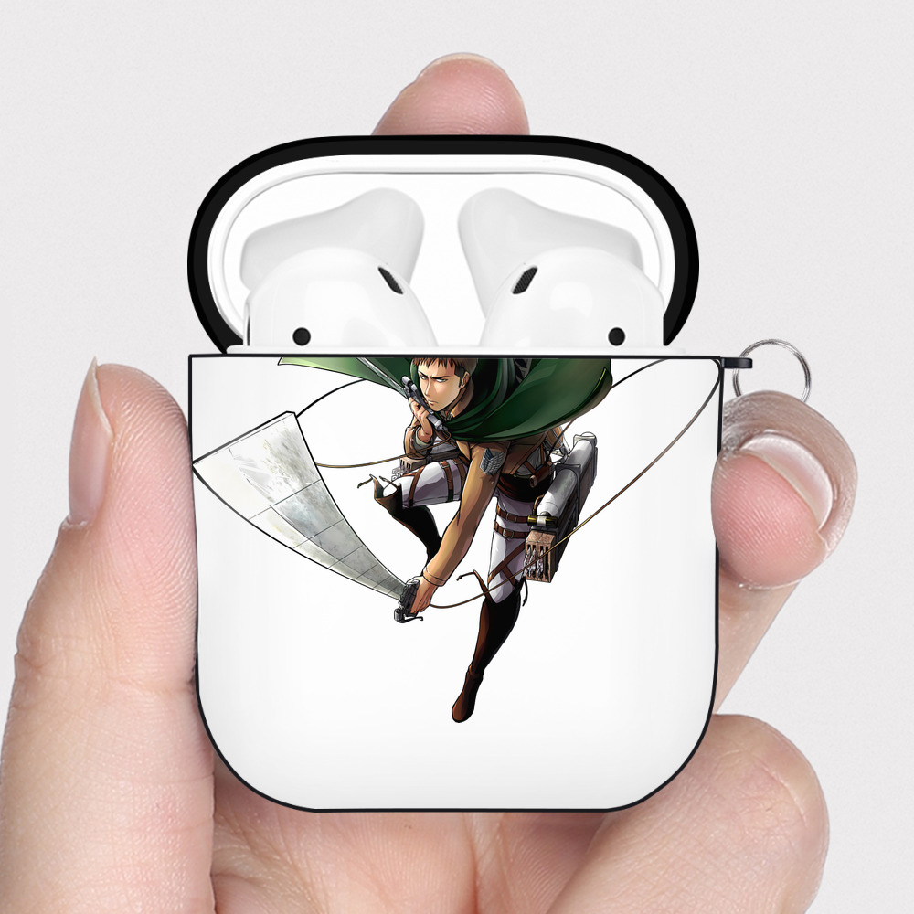 （画像用） 進撃の巨人 Attack on Titan AirPods 第2世代保護ケース ハードシェル ブラック 耐衝撃・防指紋・カラビナ付き