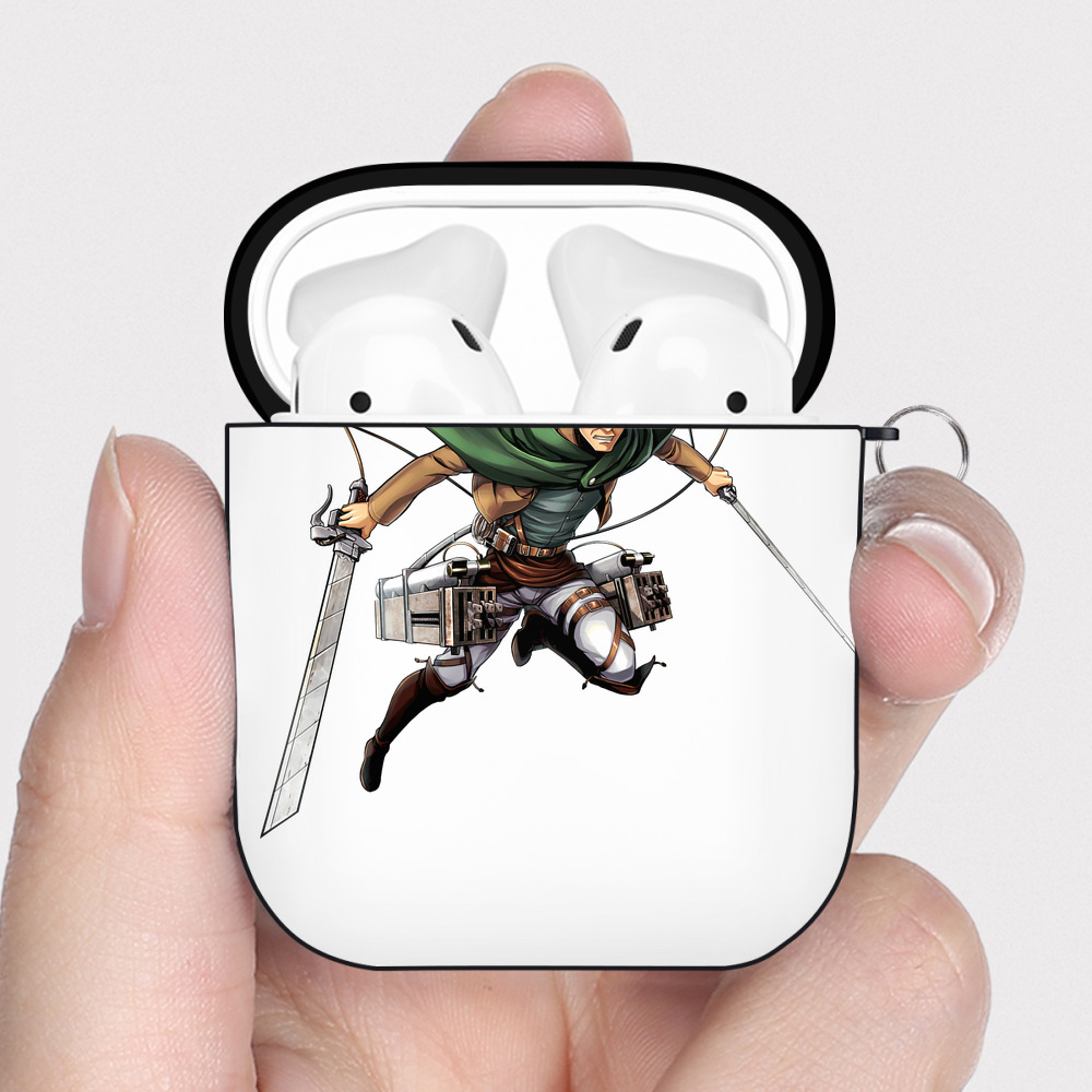 （画像用） 進撃の巨人 Attack on Titan AirPods 第2世代保護ケース ハードシェル ブラック 耐衝撃・防指紋・カラビナ付き