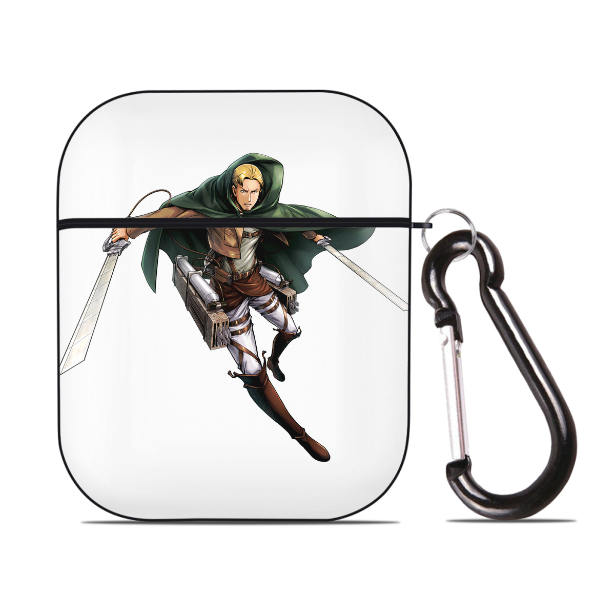 （画像用） 進撃の巨人 Attack on Titan AirPods 第2世代保護ケース ハードシェル ブラック 耐衝撃・防指紋・カラビナ付き