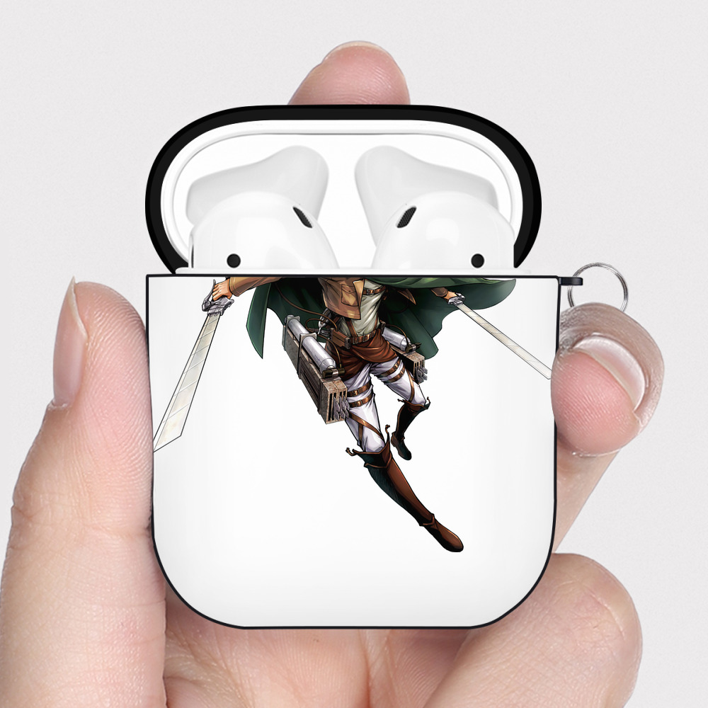 （画像用） 進撃の巨人 Attack on Titan AirPods 第2世代保護ケース ハードシェル ブラック 耐衝撃・防指紋・カラビナ付き