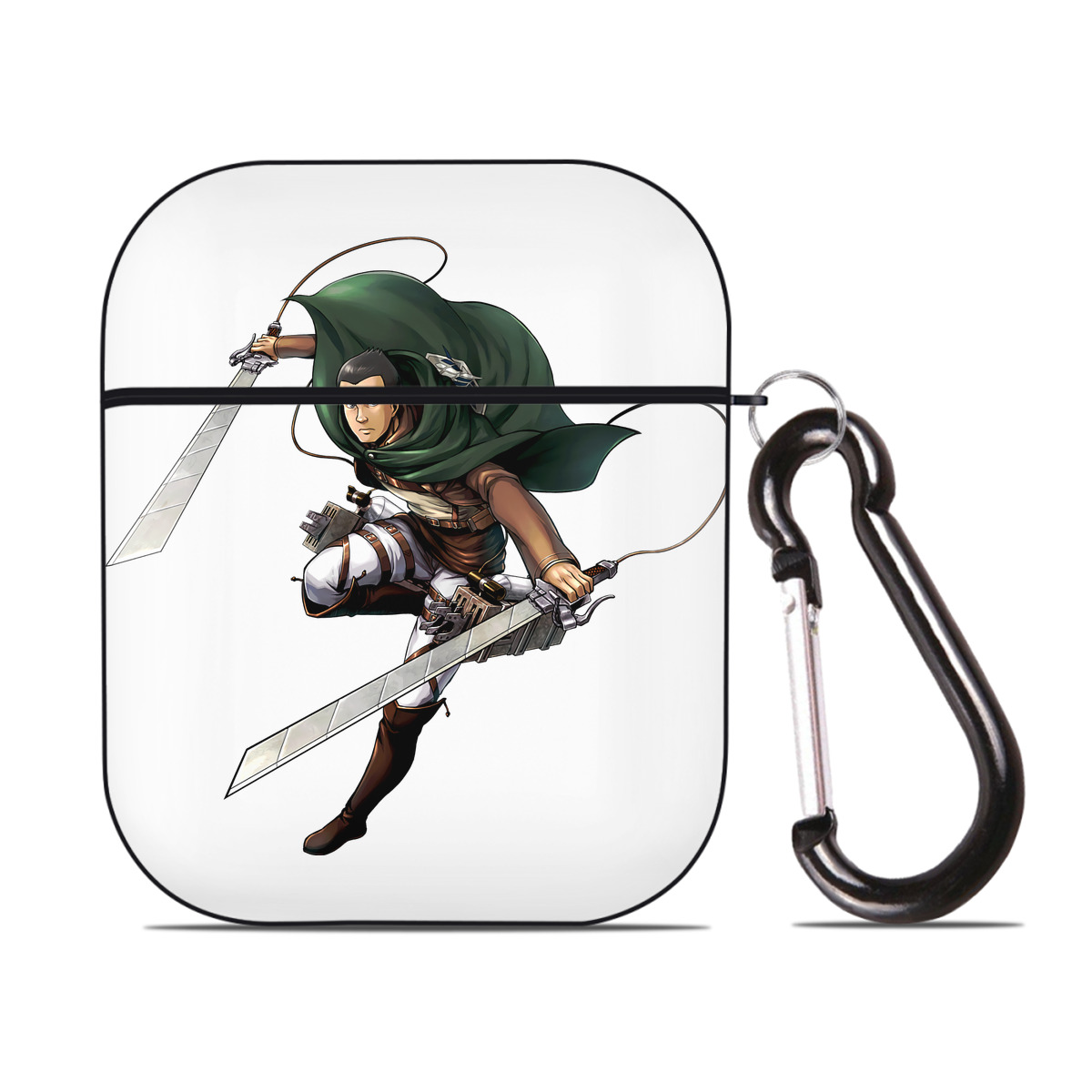 （画像用） 進撃の巨人 Attack on Titan AirPods 第2世代保護ケース ハードシェル ブラック 耐衝撃・防指紋・カラビナ付き