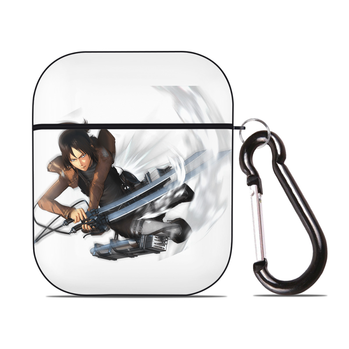 （画像用） 進撃の巨人 Attack on Titan AirPods 第2世代保護ケース ハードシェル ブラック 耐衝撃・防指紋・カラビナ付き