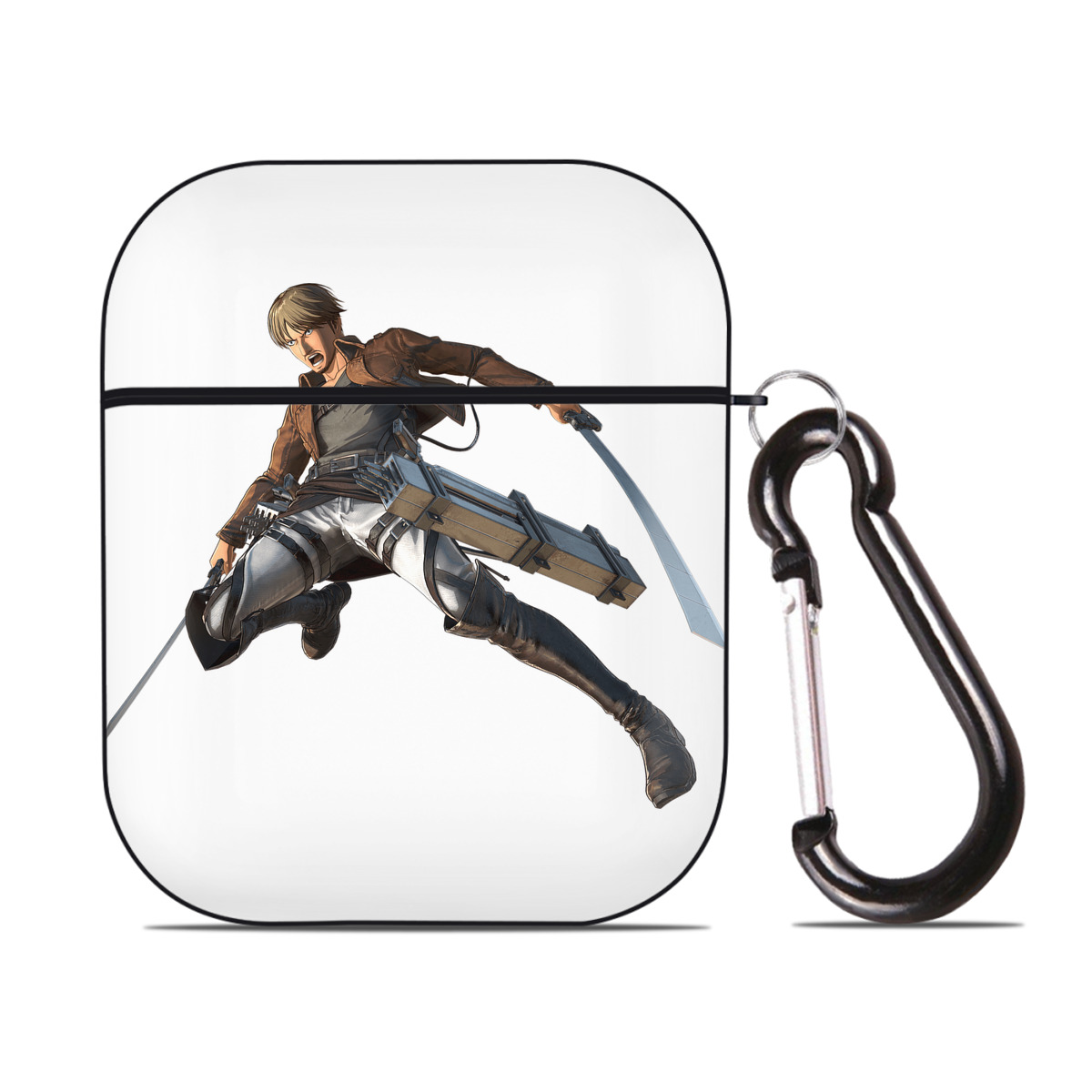 （画像用） 進撃の巨人 Attack on Titan AirPods 第2世代保護ケース ハードシェル ブラック 耐衝撃・防指紋・カラビナ付き