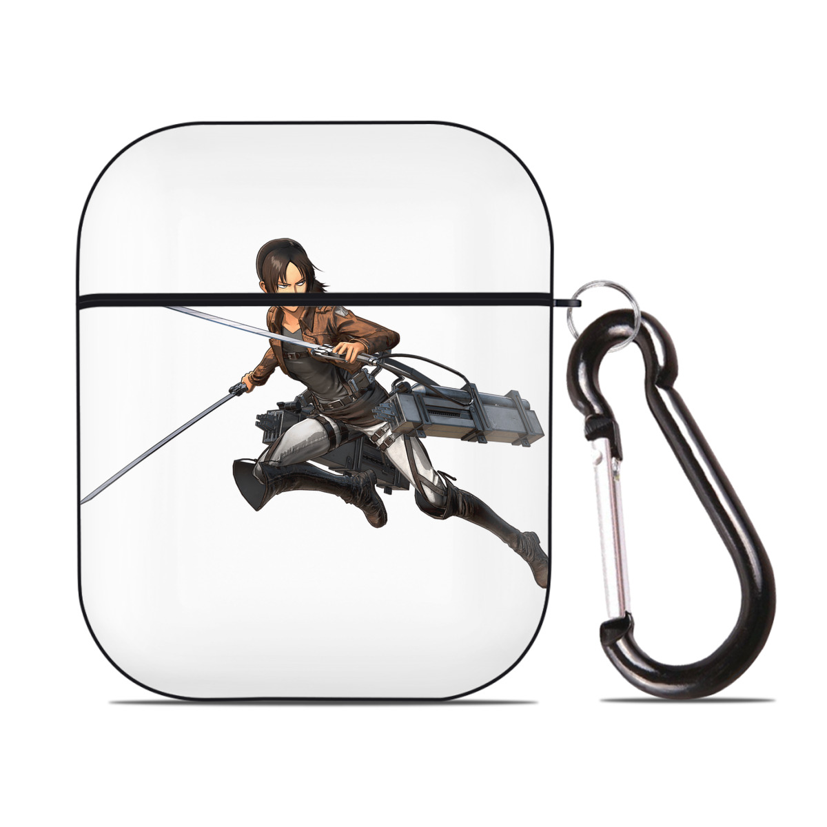 （画像用） 進撃の巨人 Attack on Titan AirPods 第2世代保護ケース ハードシェル ブラック 耐衝撃・防指紋・カラビナ付き