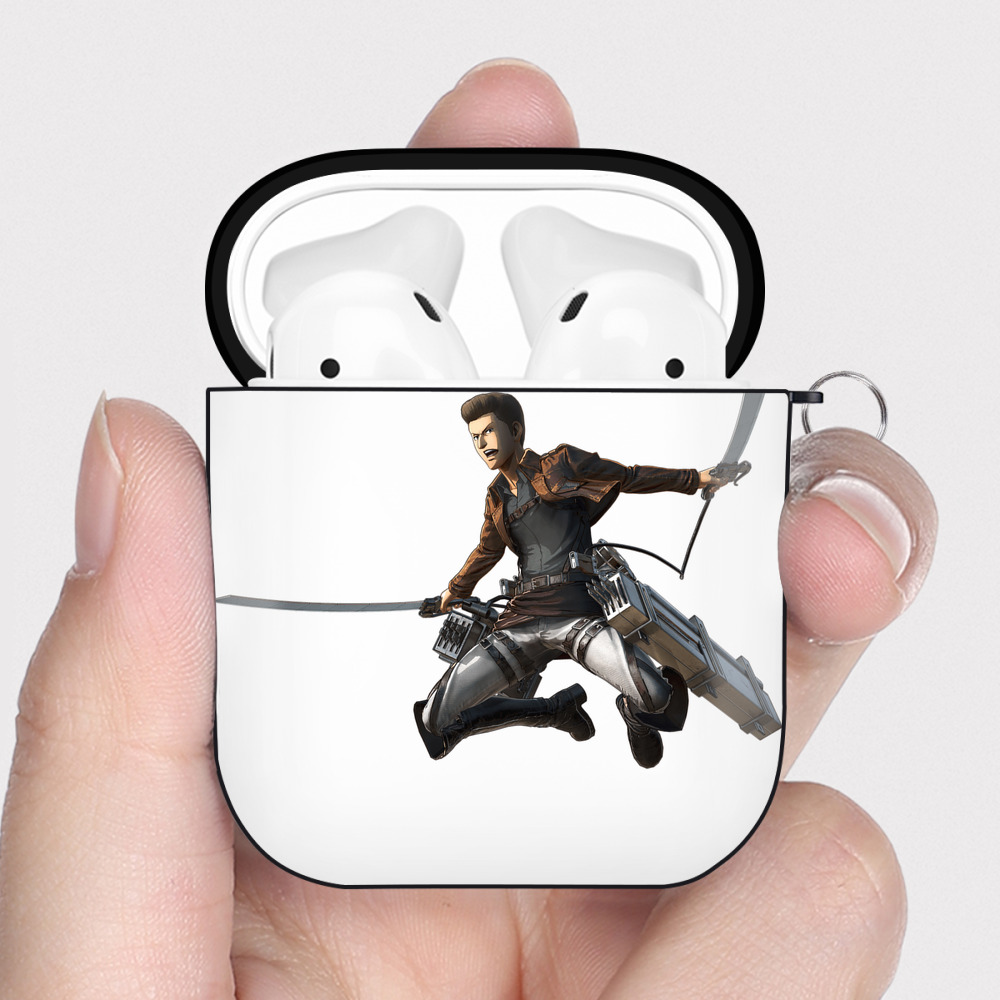 （画像用） 進撃の巨人 Attack on Titan AirPods 第2世代保護ケース ハードシェル ブラック 耐衝撃・防指紋・カラビナ付き