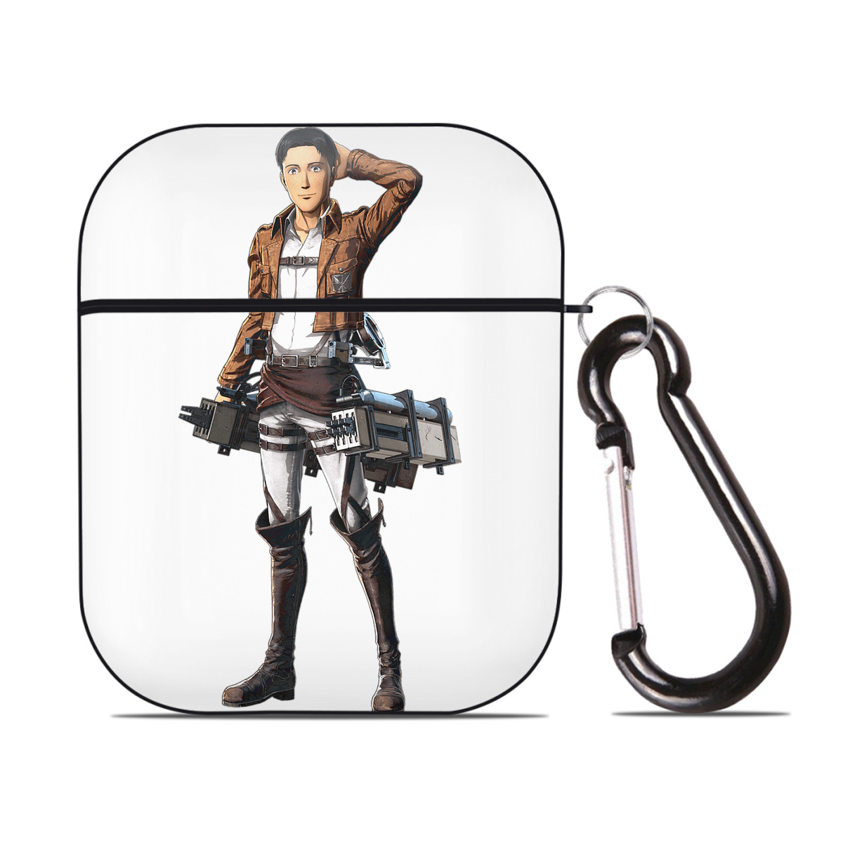 （画像用） 進撃の巨人 Attack on Titan AirPods 第2世代保護ケース ハードシェル ブラック 耐衝撃・防指紋・カラビナ付き