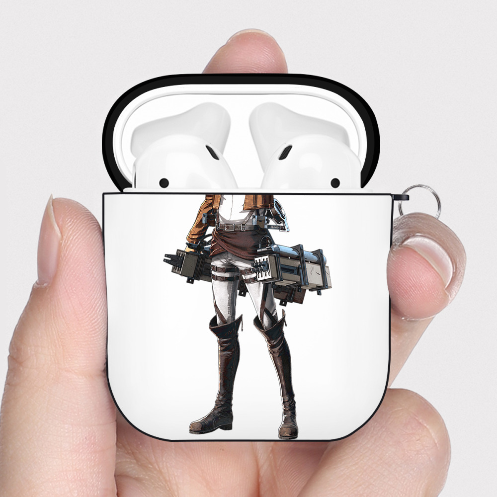 （画像用） 進撃の巨人 Attack on Titan AirPods 第2世代保護ケース ハードシェル ブラック 耐衝撃・防指紋・カラビナ付き