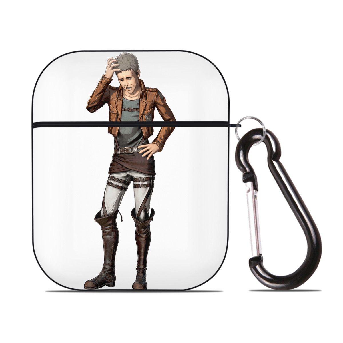 （画像用） 進撃の巨人 Attack on Titan AirPods 第2世代保護ケース ハードシェル ブラック 耐衝撃・防指紋・カラビナ付き