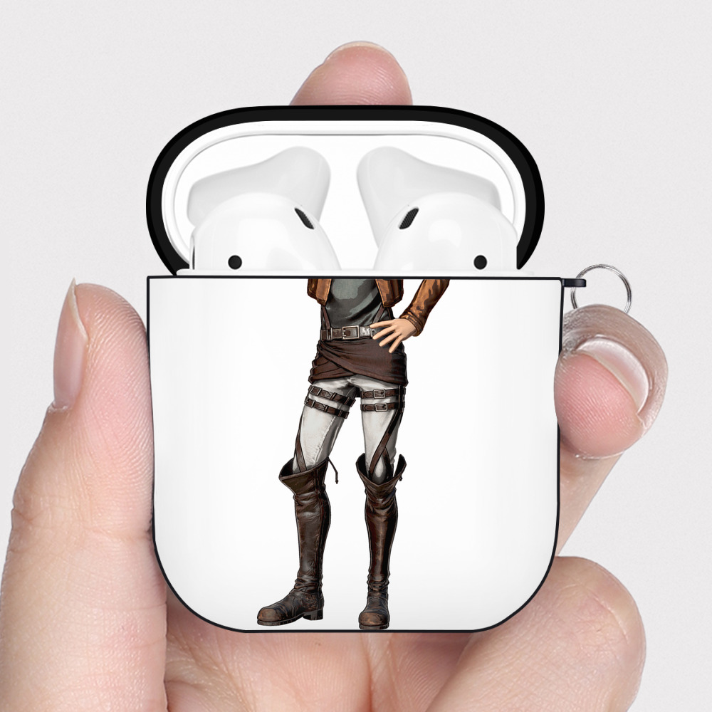 （画像用） 進撃の巨人 Attack on Titan AirPods 第2世代保護ケース ハードシェル ブラック 耐衝撃・防指紋・カラビナ付き