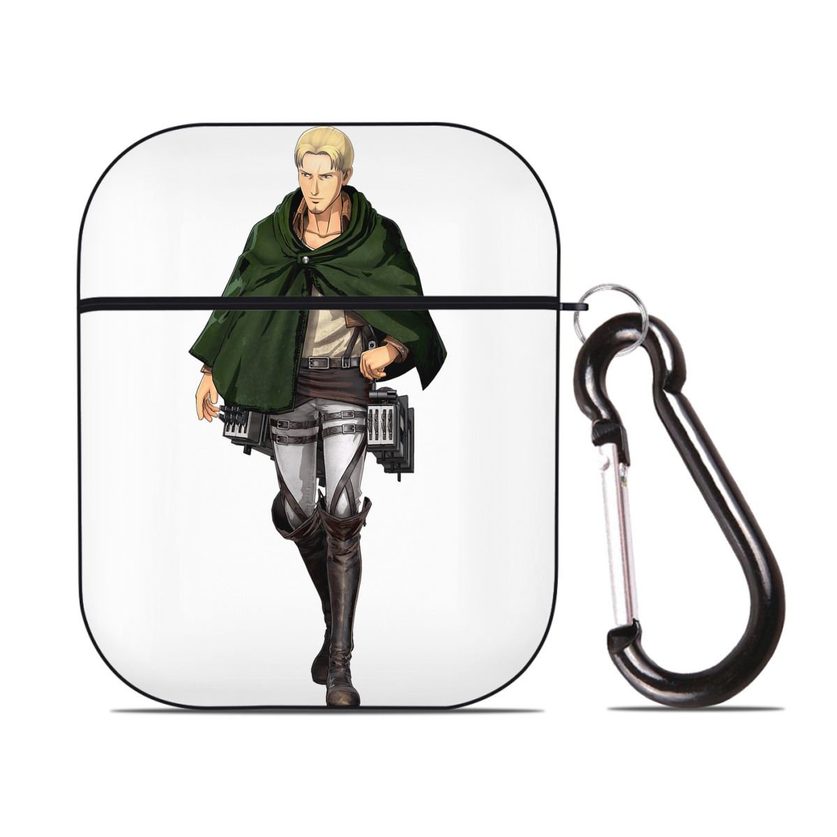 （画像用） 進撃の巨人 Attack on Titan AirPods 第2世代保護ケース ハードシェル ブラック 耐衝撃・防指紋・カラビナ付き